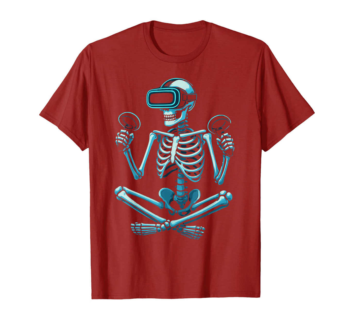 Skeleton Gamer VR Headset Funny Halloween Gaming T-Shirt