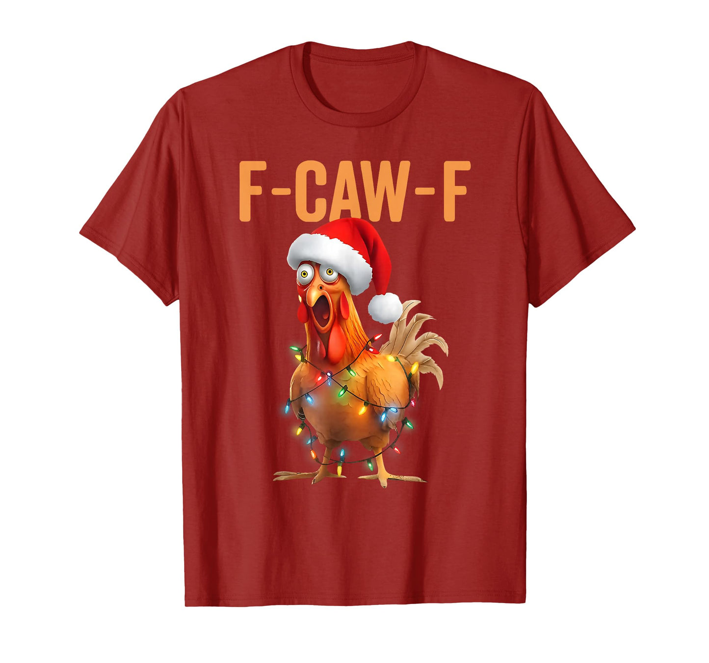 Merry F-Caw-F Chicken Xmas Lights Rooster Christmas Holiday T-Shirt