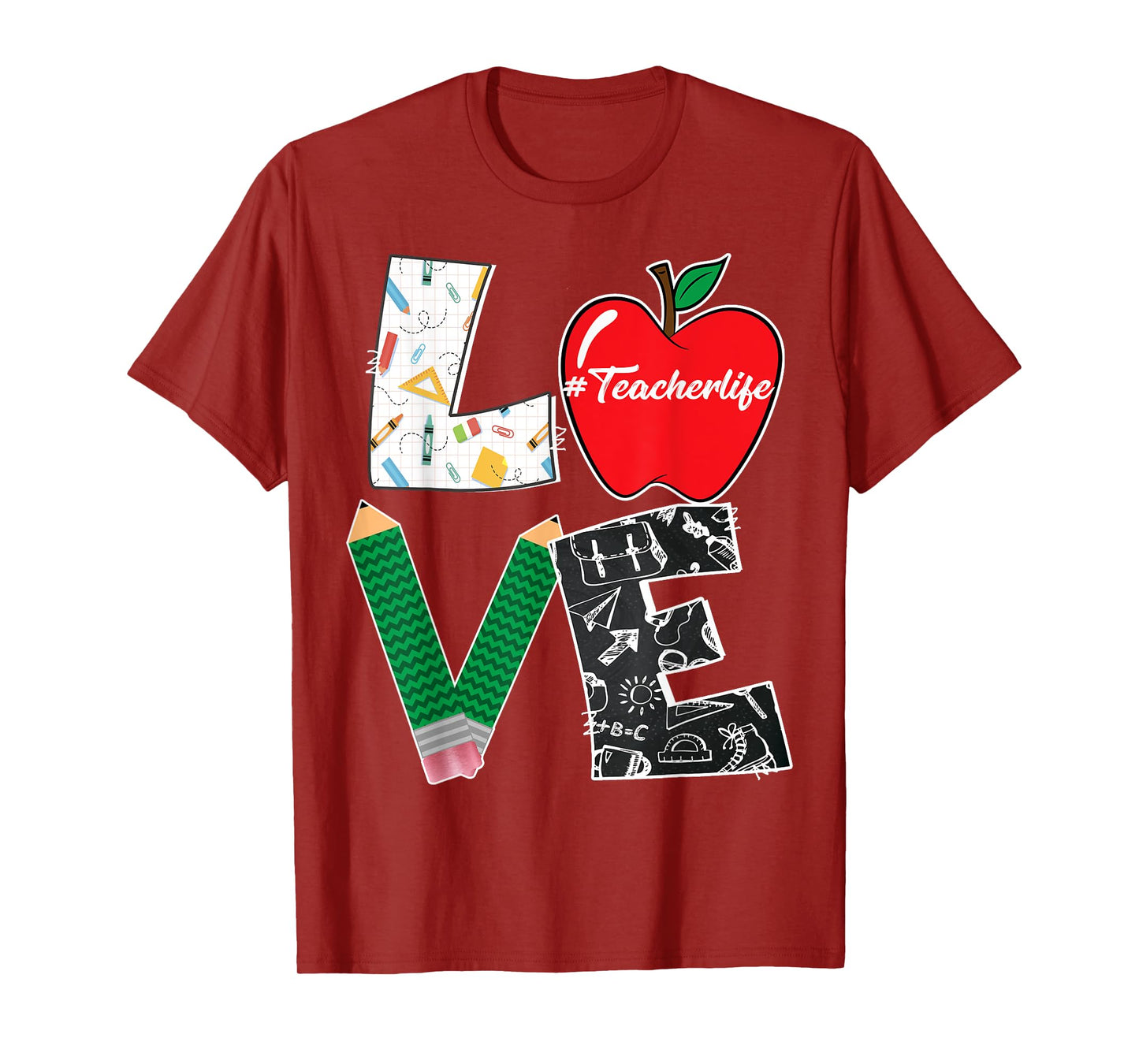 Cute Love Teaching Back to School I love Teacher Life T-Shirt for Men Women Girls Kids