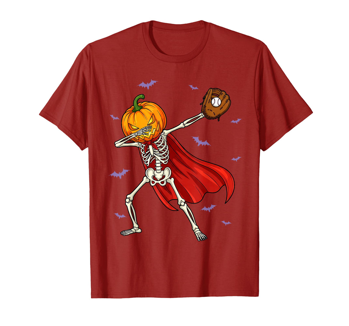 Dabbing Skeleton Baseball Apparel Halloween Boys Kids Men T-Shirt