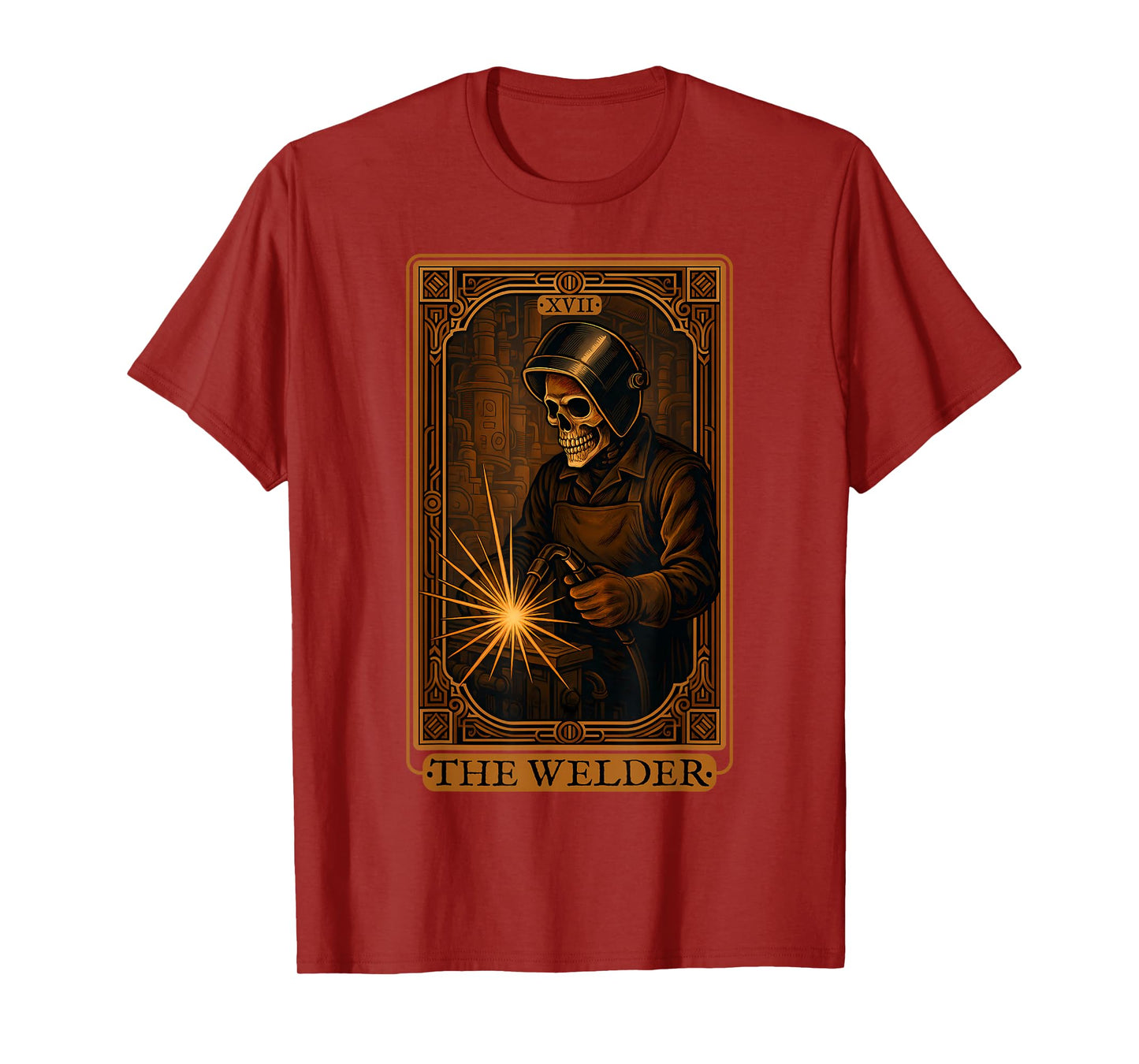 Skeleton Welder Industrial Art Vintage Tarot Style T-Shirt