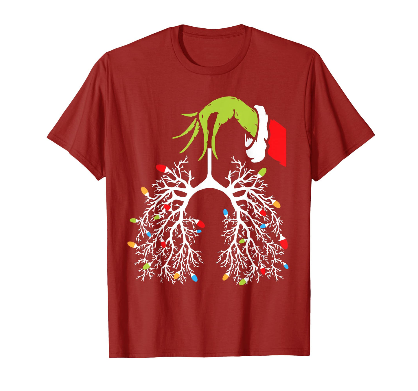 Christmas Nurse Lung Xmas Lights Funny Pulmonologist Xmas T-Shirt