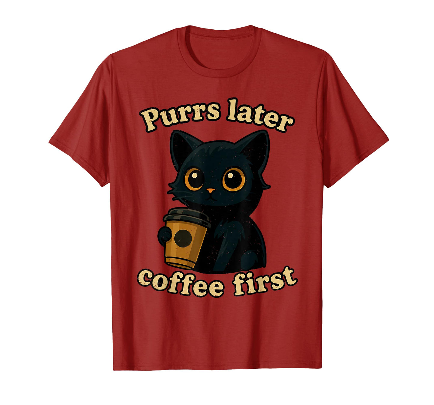 Coffee First Halloween Funny Black Cat Caffeine Lover T-Shirt