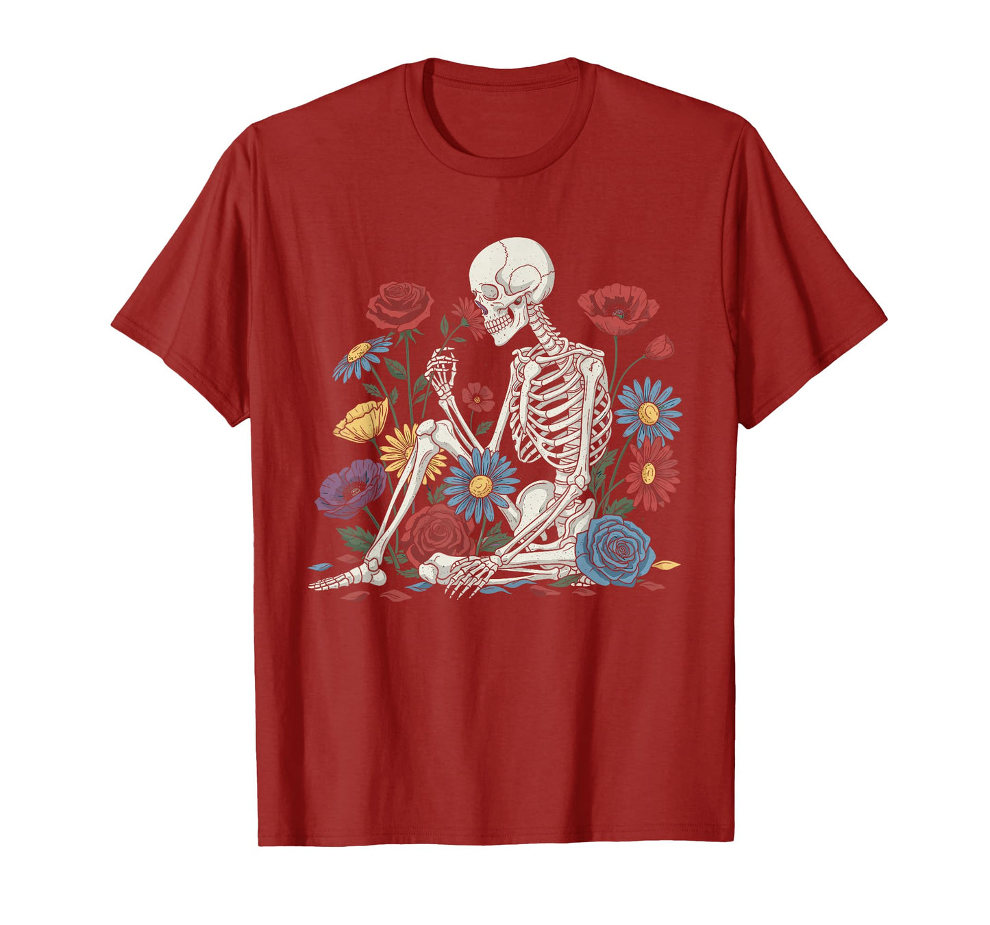 Skeleton with Flower Halloween T-Shirt