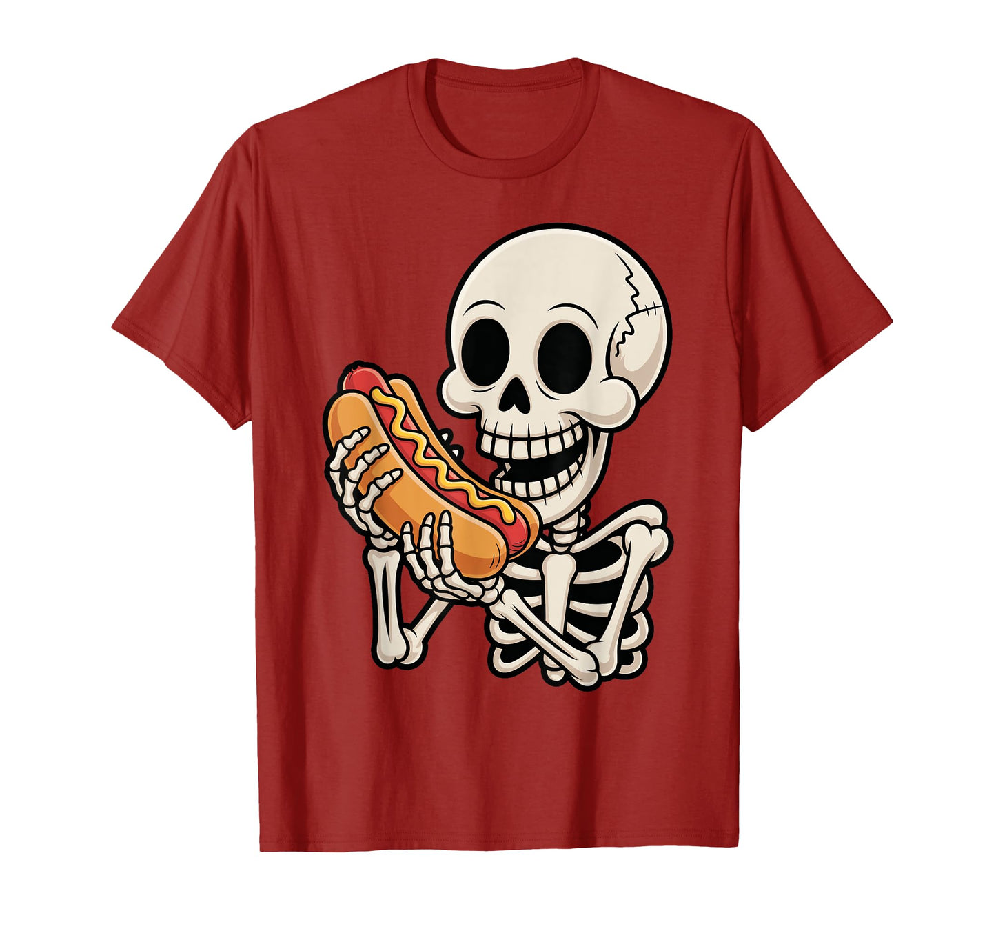 Funny Creepy Skeleton Eating Hot Dog Halloween Costume Kids T-Shirt