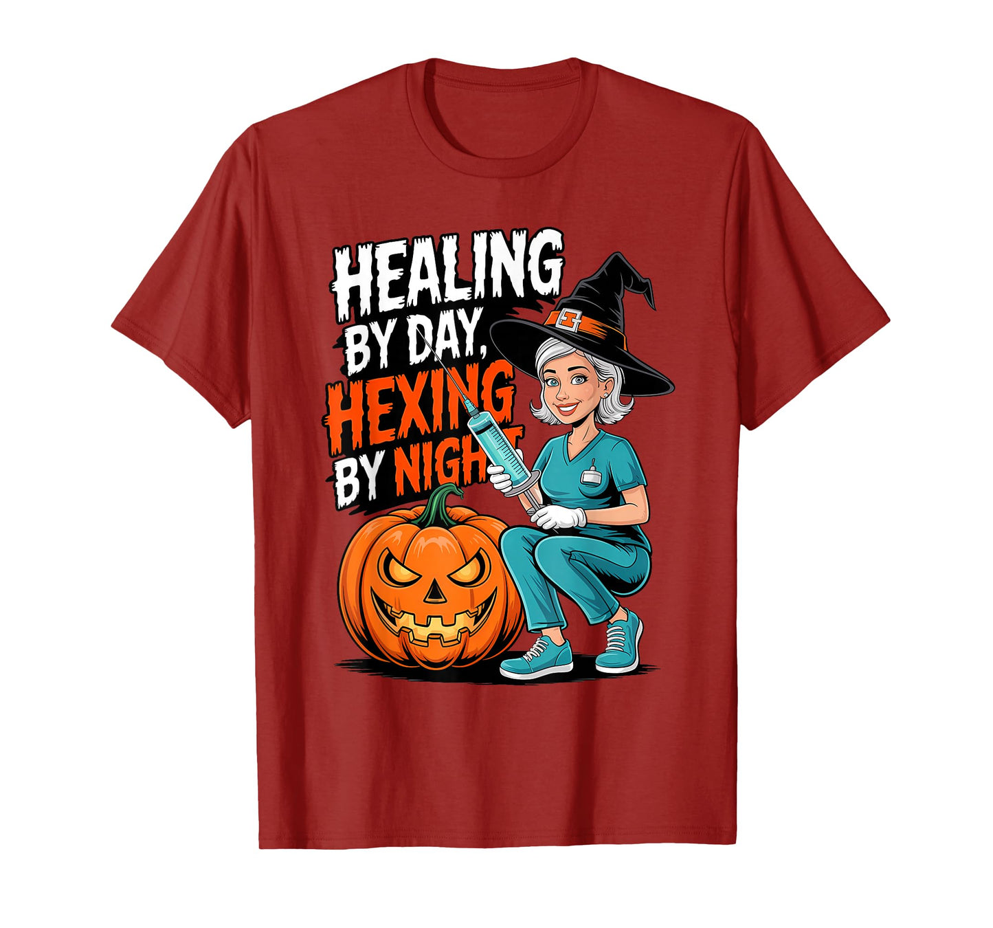 Healing by Day, Hexing by Night Nurses Witchews Halloween T-Shirt