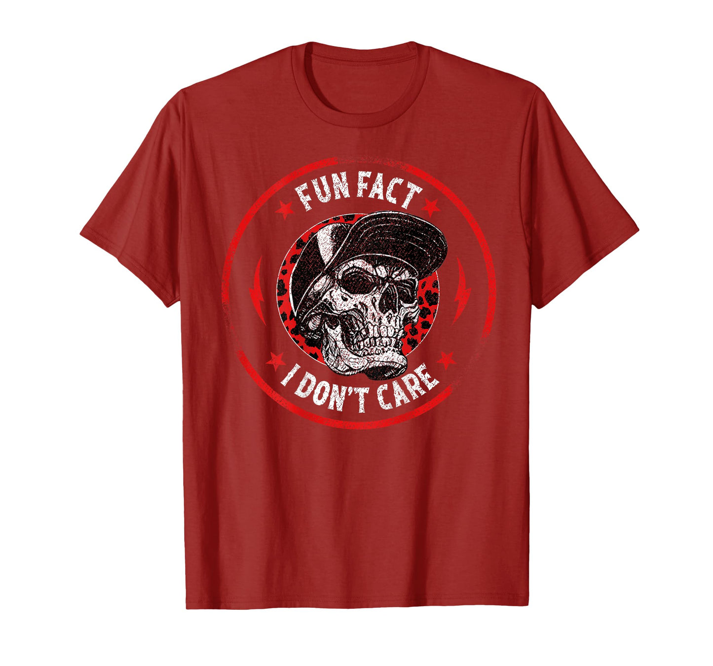 Fun Fact I Don't Care Funny Skeleton Sarcastic (ON Back) T-Shirt