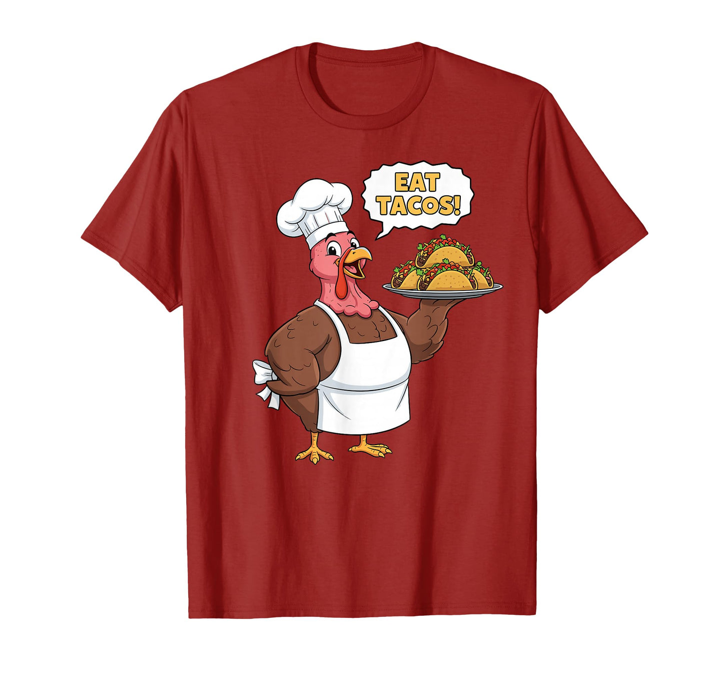 Turkey Chef Eat Tacos Funny Cooking Humor Cartoon T-Shirt