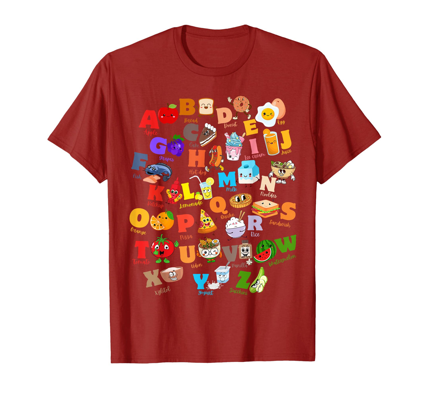 Funny Fruit And Foodie Alphabet ABCs Kindergarten Teacher T-Shirt