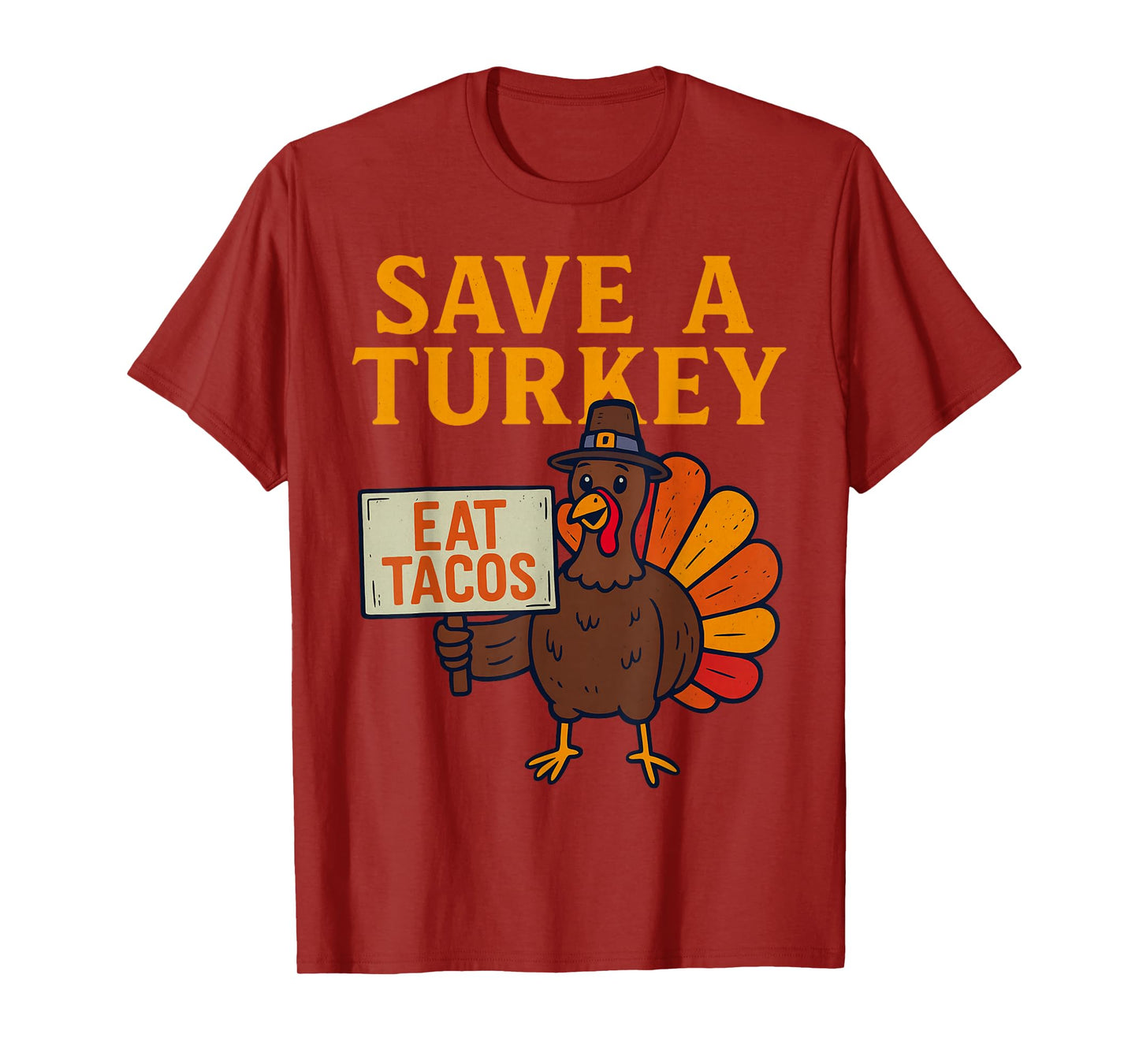 Save a Turkey Eat Tacos Pumpkin Fall Funny Thanksgiving T-Shirt