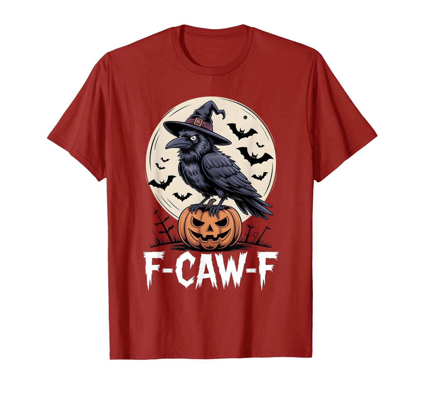 F-CAW-F Crow Pumpkin Moon Halloween Outfit for Adults T-Shirt