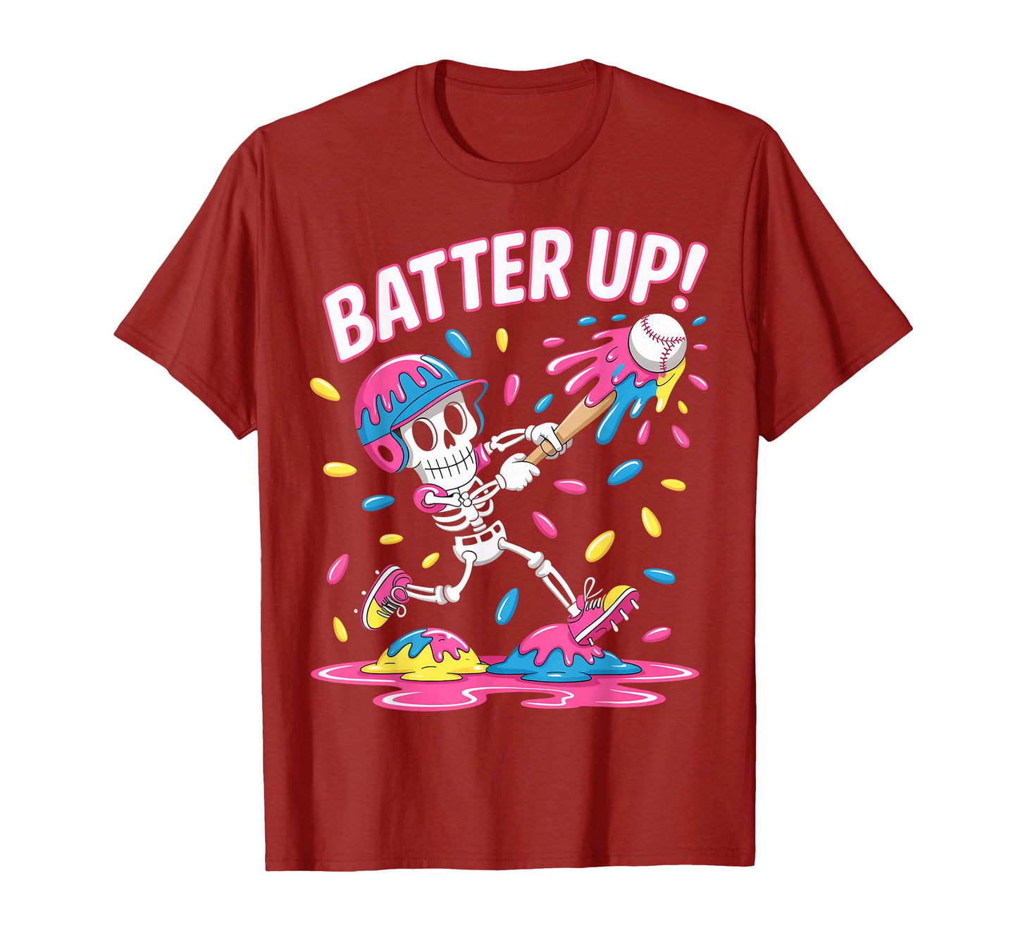 Funny Baseball Skeleton Ice Cream Dripping Boys Youth T-Shirt