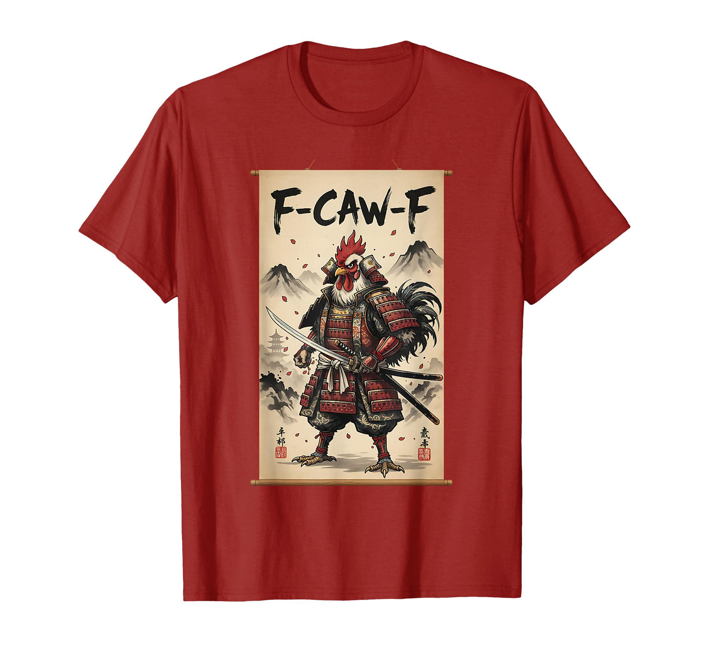 Funny Samurai F-Caw-F Chicken Warrior Japanese Chicken Ninja T-Shirt