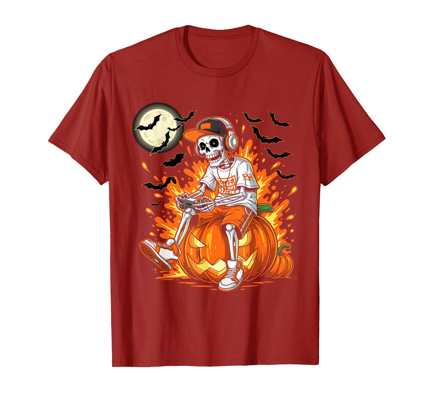 Skeleton Gamer Teen Boys Video Gaming Halloween Costume T-Shirt