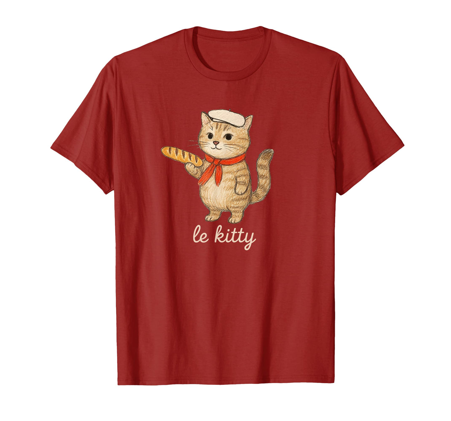 French Cat with Baguette | Cute Cat, Bonjour Funny Animal T-Shirt