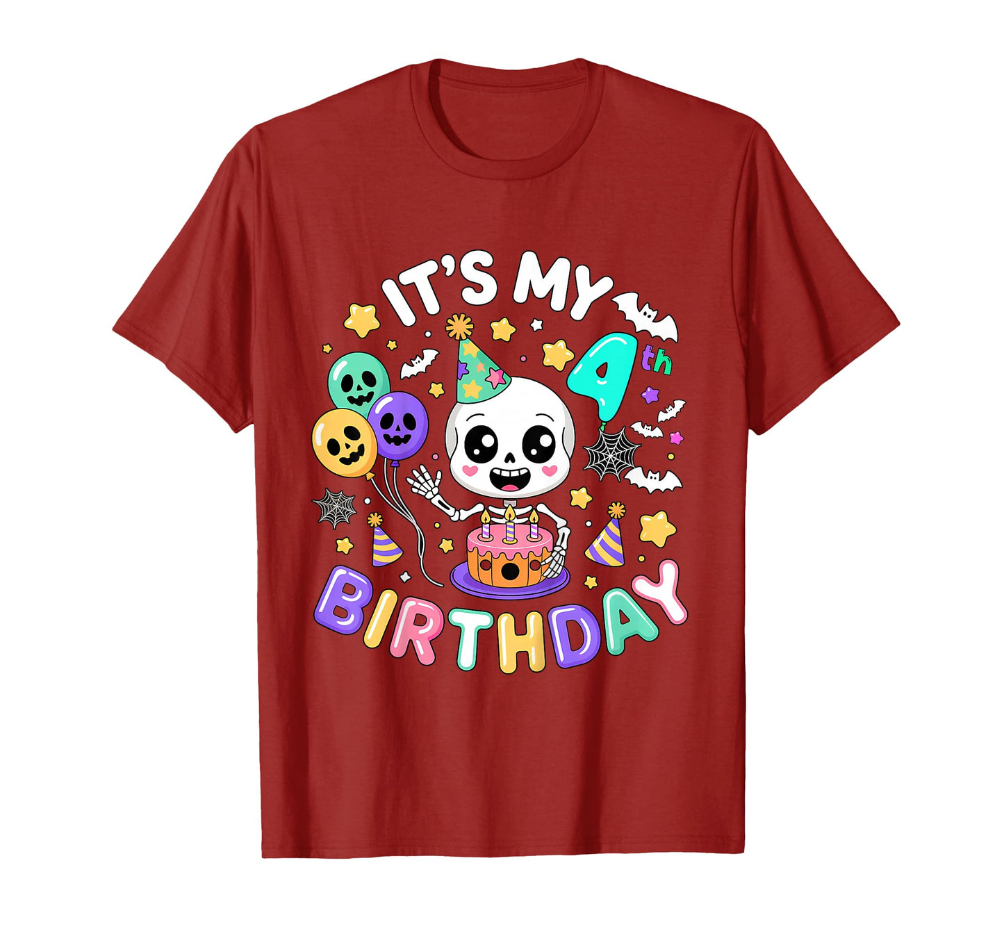 Its My 4th Birthday Skeleton Halloween Toddler Boy Girl T-Shirt