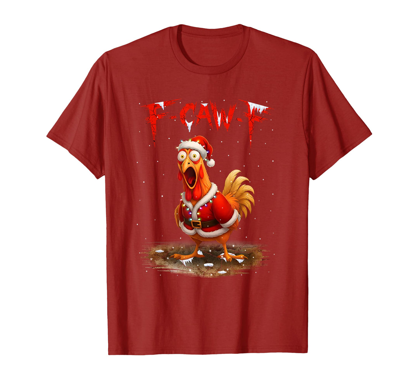 F-Caw-F Funny Chicken Santa Christmas Lights FCAWF T-Shirt