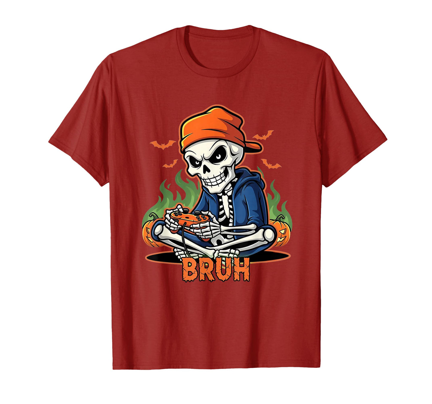 Halloween Skeleton Gamer Video Gaming Funny Skeleton Bruh T-Shirt