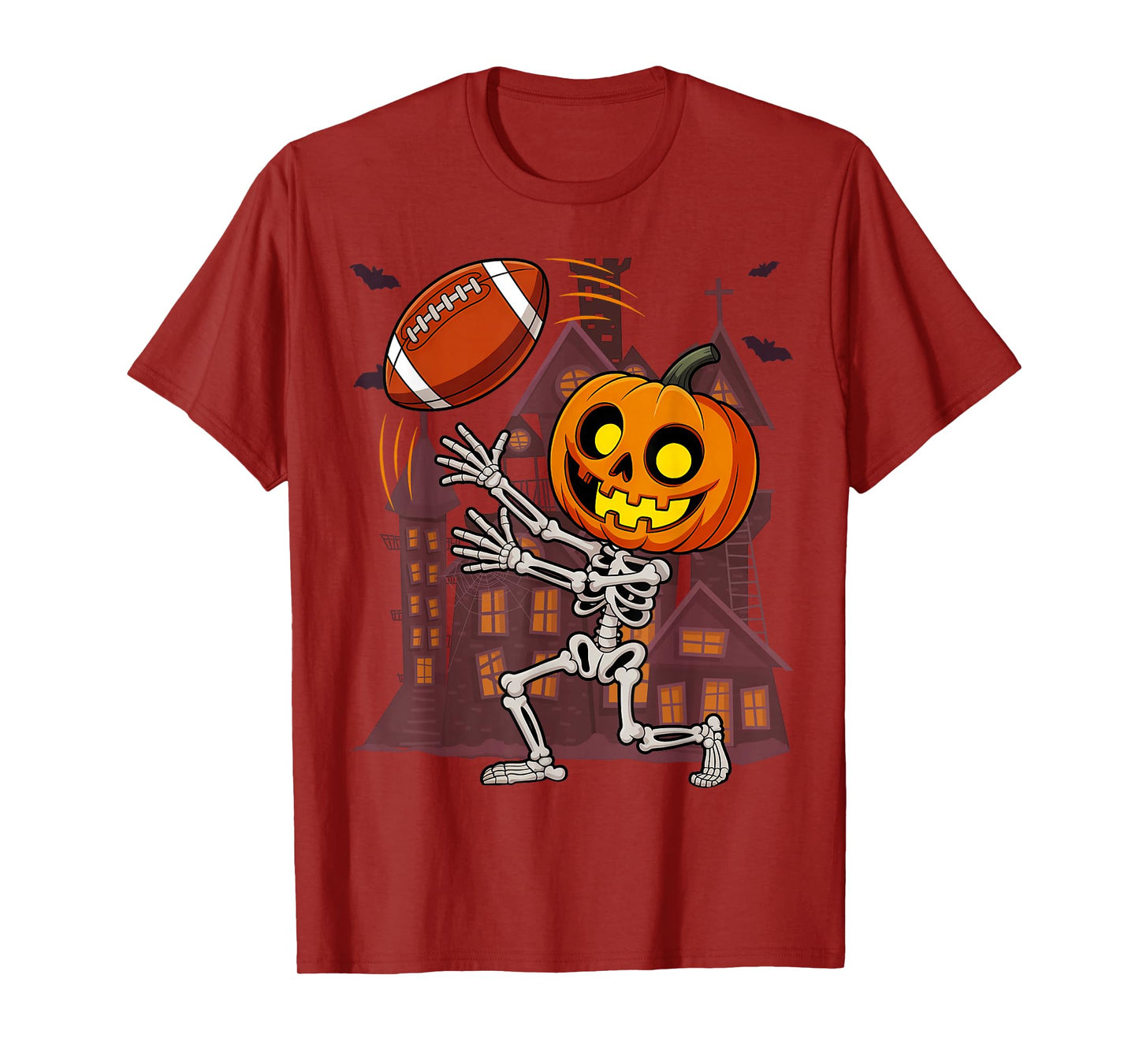 Football Skeleton Halloween Men Boys T-Shirt
