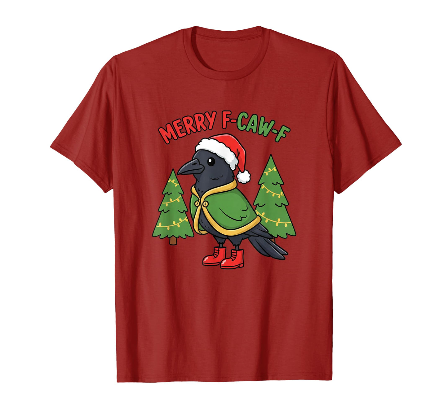 Quote Rooster Merry F-Caw-F Funny Chicken Humor Christmas T-Shirt