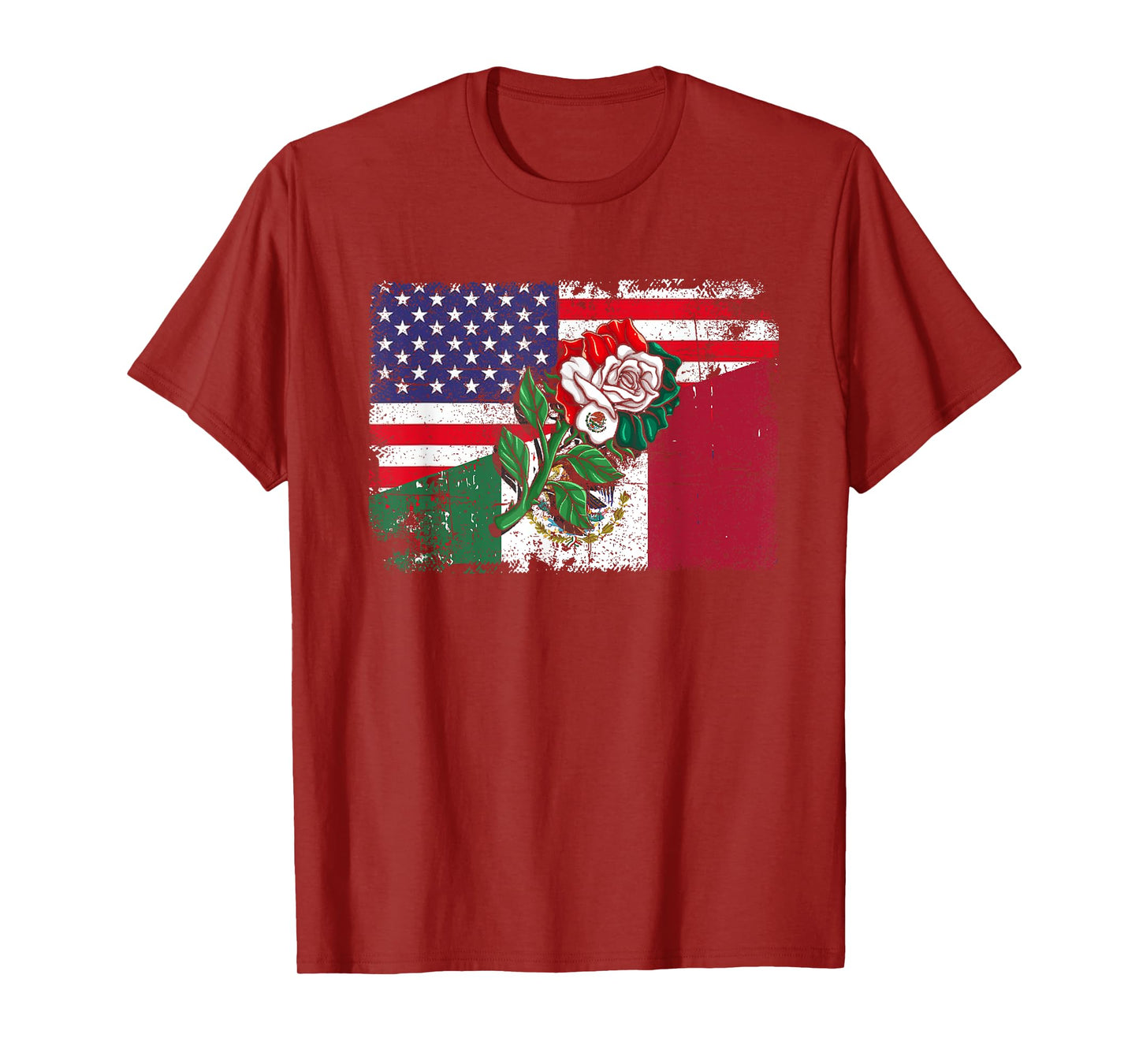Mexico Tshirt US Flag Mexican Flag American Flag Rose T-Shirt for Women Kids Men