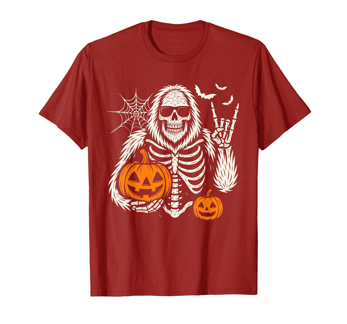 Spooky Skeleton Bigfoot Jack O Lantern Halloween Pumpkins T-Shirt