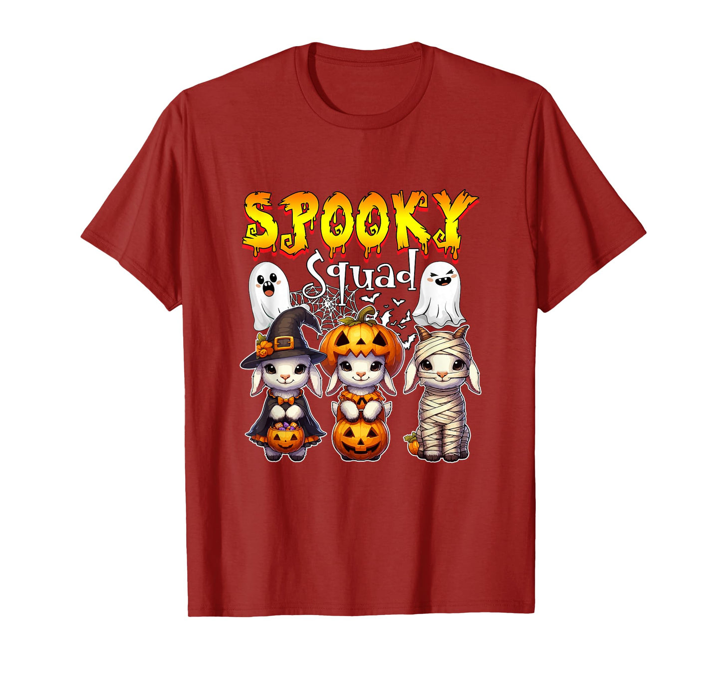 Spooky Halloween Squad Three Cute Goats Cosplay Witch T-Shirt