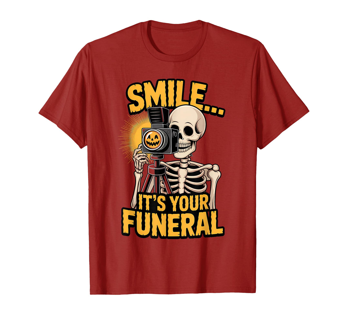 Skeleton Photographer Halloween Funny Spooky Camera T-Shirt