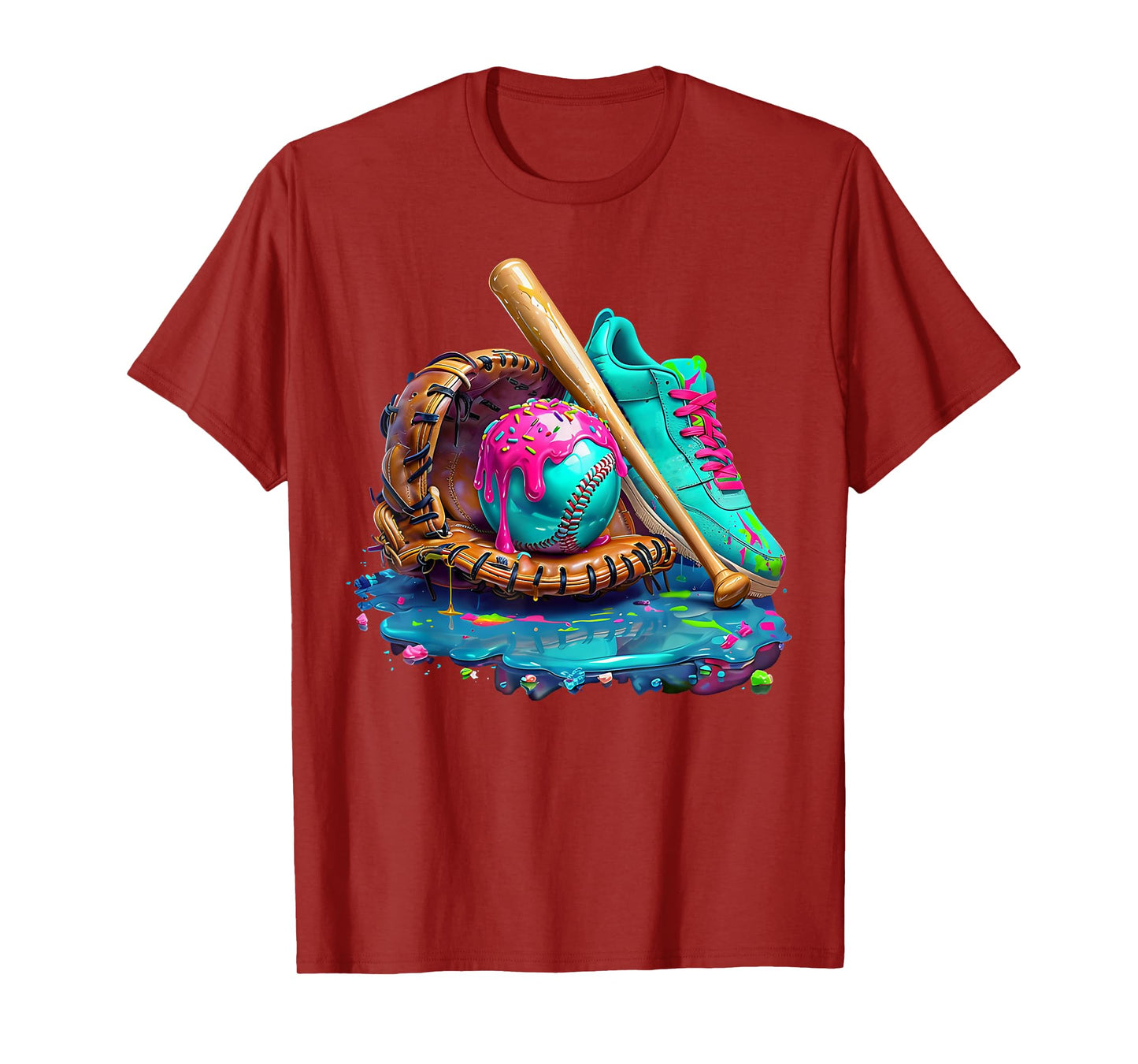 Ice Cream Drip Baseball Stuff Baseball Drip For Boys Graphic T-Shirt