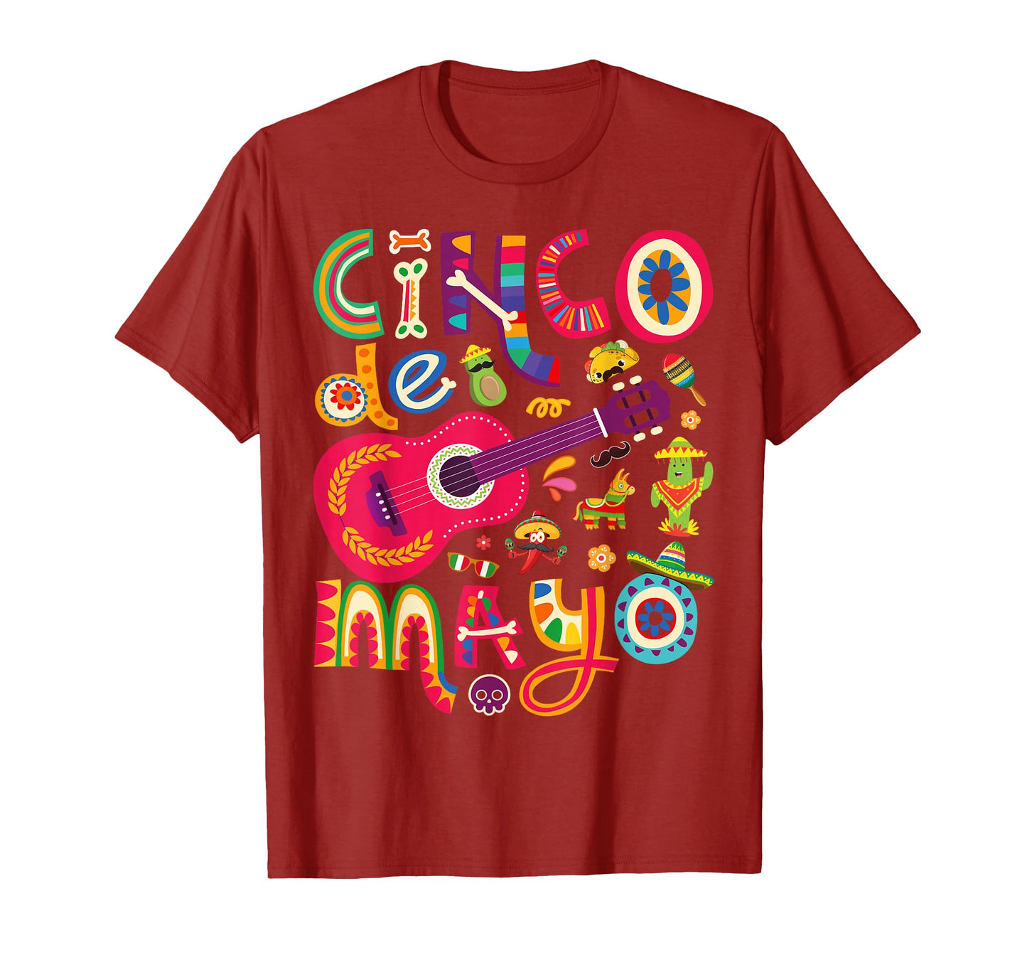 Cinco de Mayo Tee, Mexican Taco Guitar Fiesta Cinco de Mayo T-Shirt