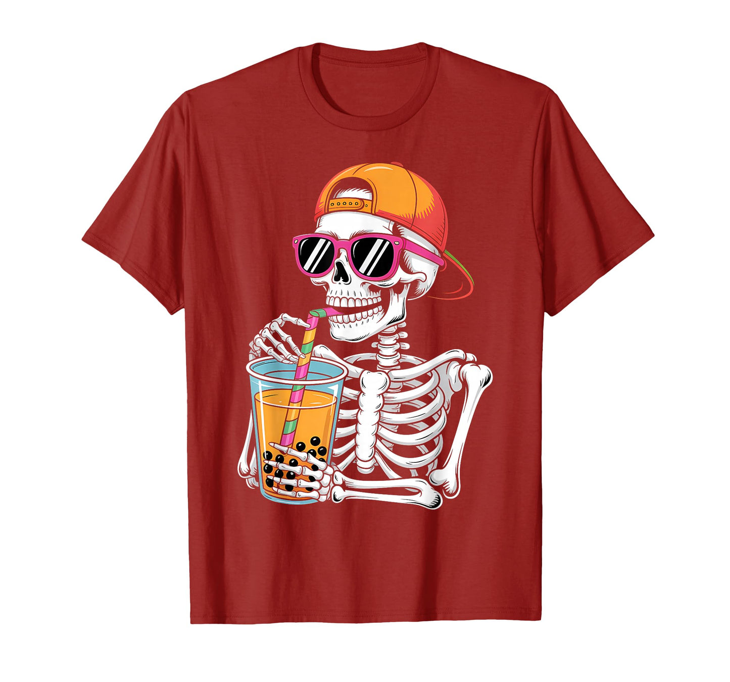 Funny Halloween Skeleton Boba Tea Costume T-Shirt