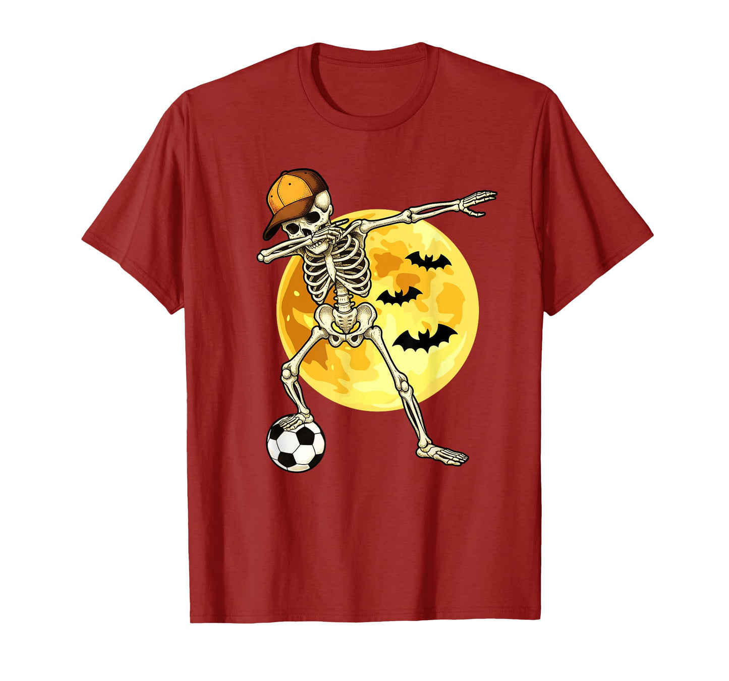 Dabbing Skeleton Soccer Player Halloween Moon T-Shirt
