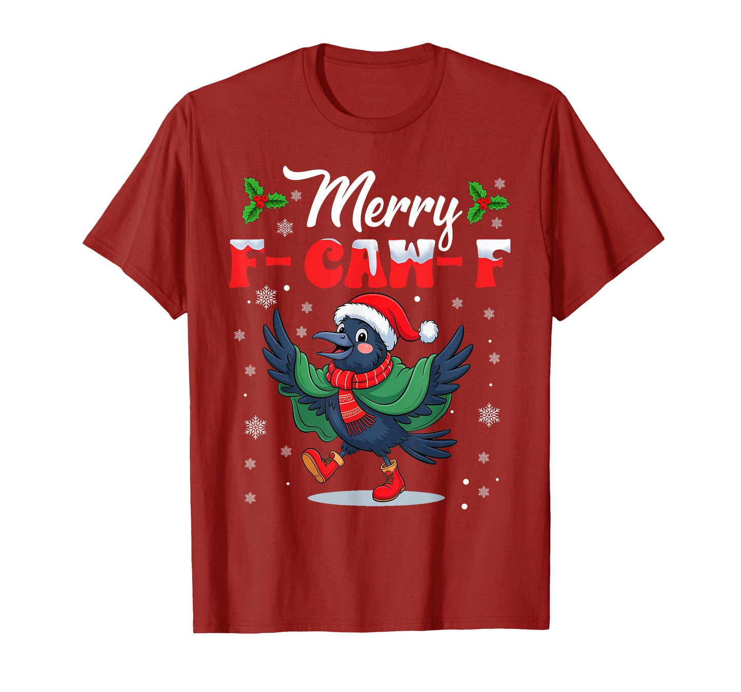 Black Crow F-Caw-F Funny Appropriate Christmas Adult Humor T-Shirt