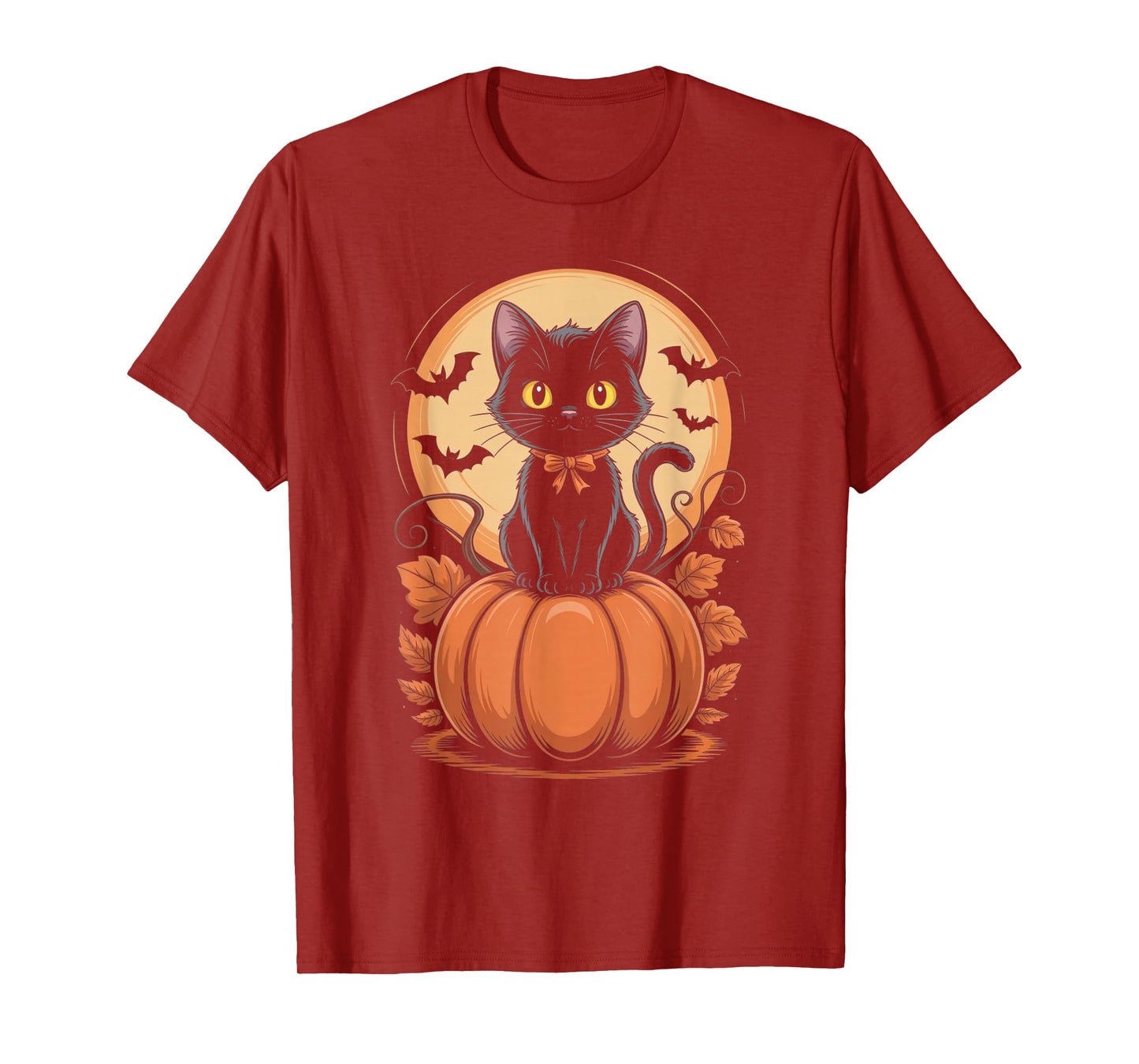 Retro Black Cat Pumpkin Halloween Costume Fall Autumn Gifts T-Shirt