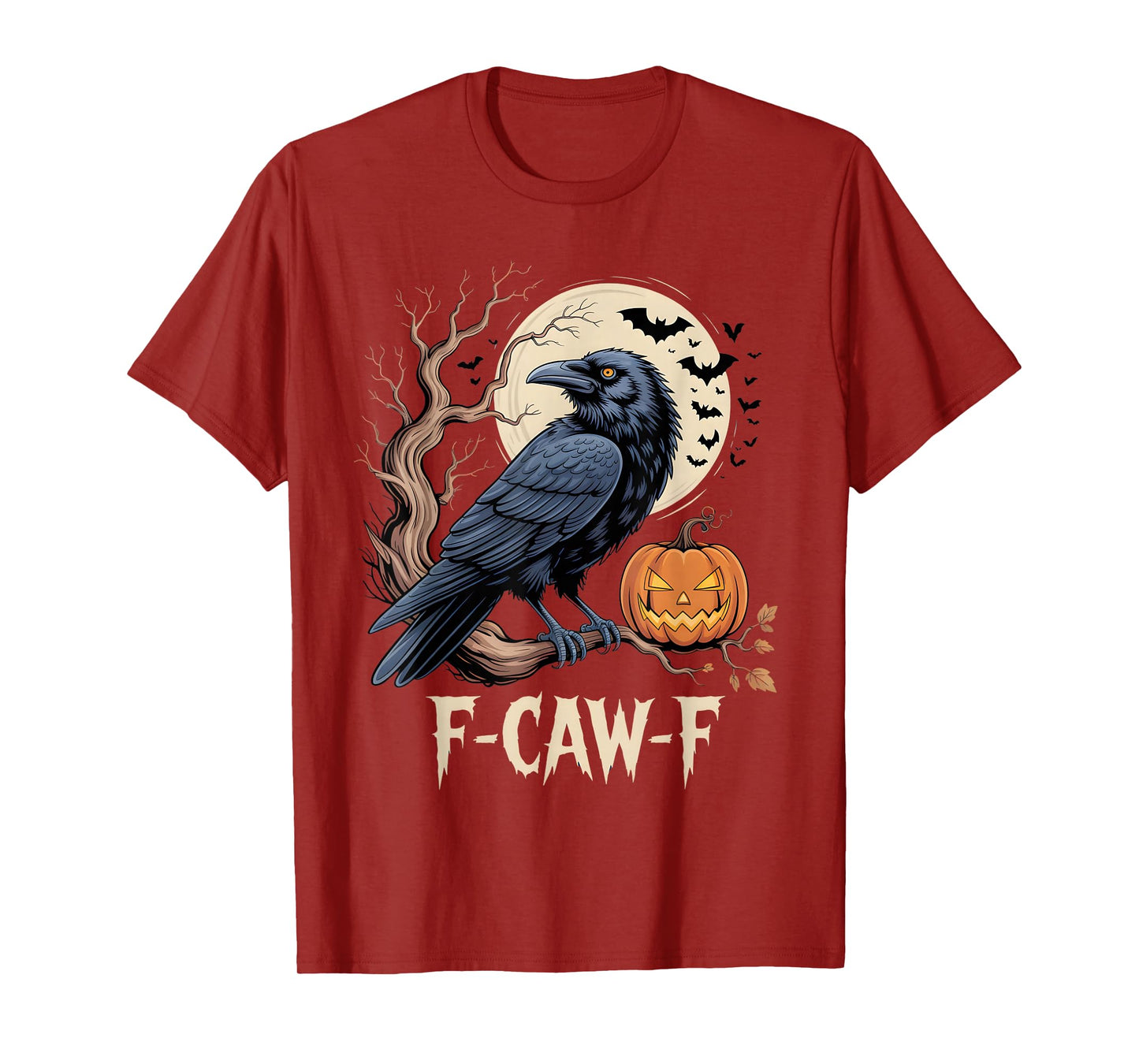 F-Caw-F Crow Funny Halloween Crow Moon Pumpkin Vibes T-Shirt