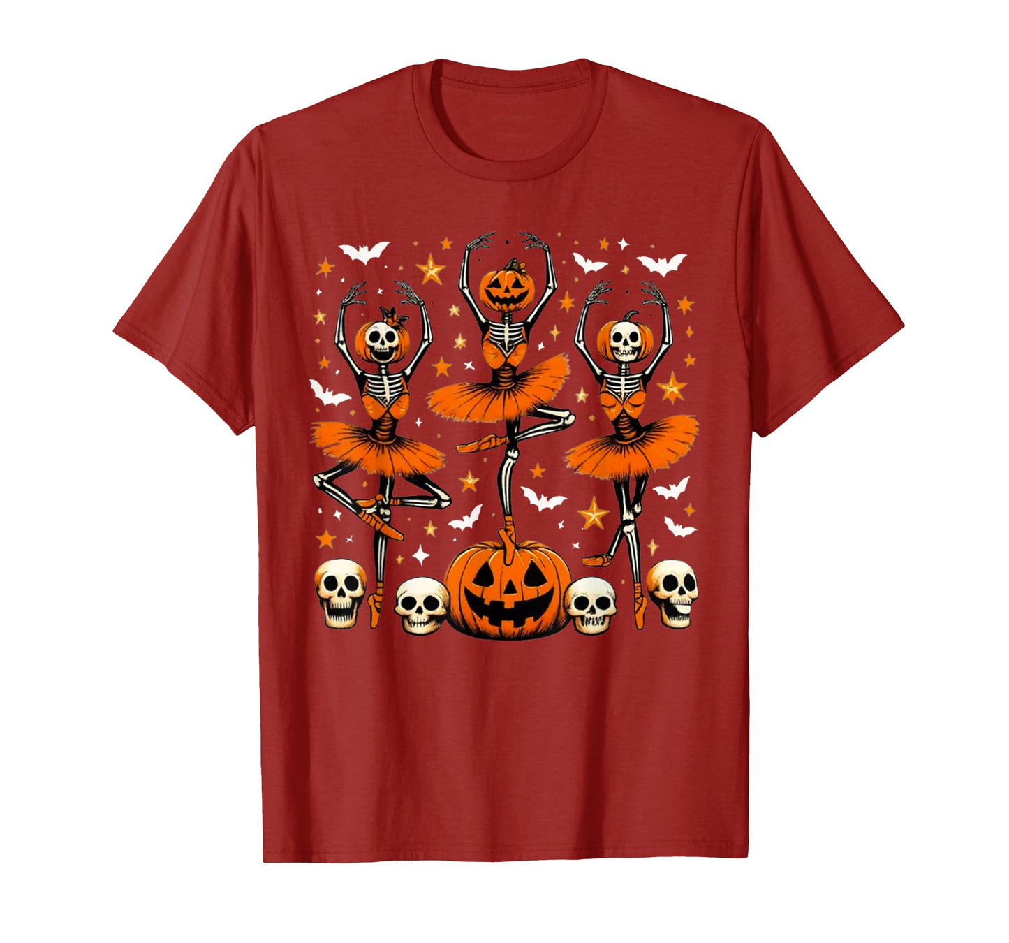 Ballet Pumpkin Skeleton Scary Halloween Men Women Boys Girls T-Shirt