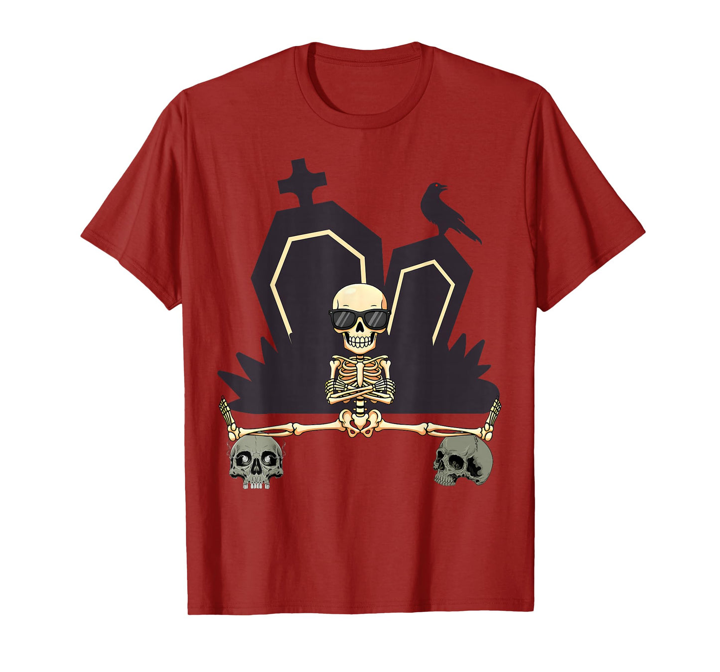 Halloween Skeleton Sports Fitness Skull Crow Raven T-Shirt