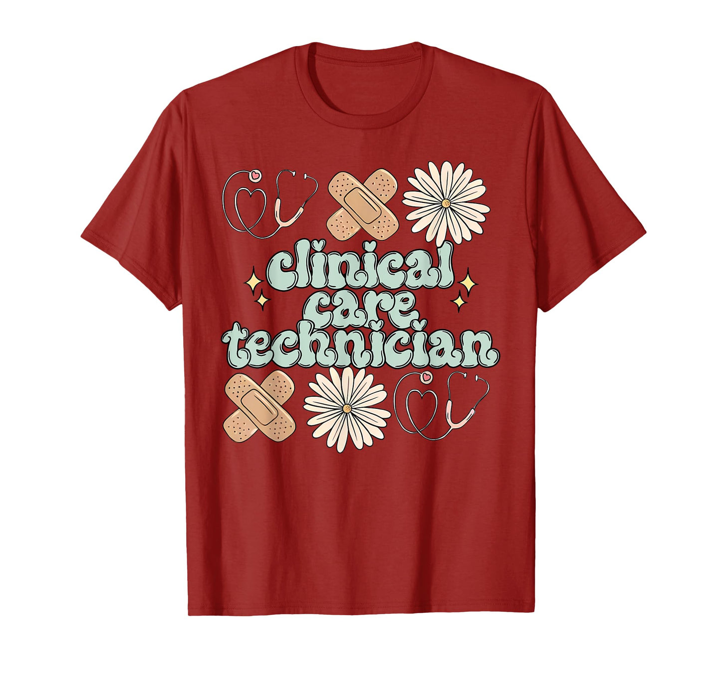 Clinical Care Technician Daisy Flower Stethoscope Nurse Tech T-Shirt