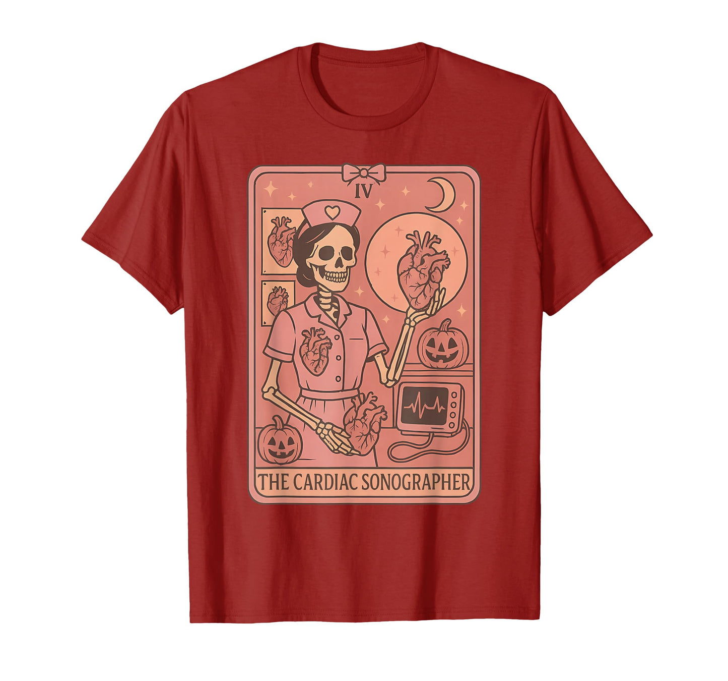 Cardiac Sonographer Tarot Card Skeleton Ultrasound Halloween T-Shirt