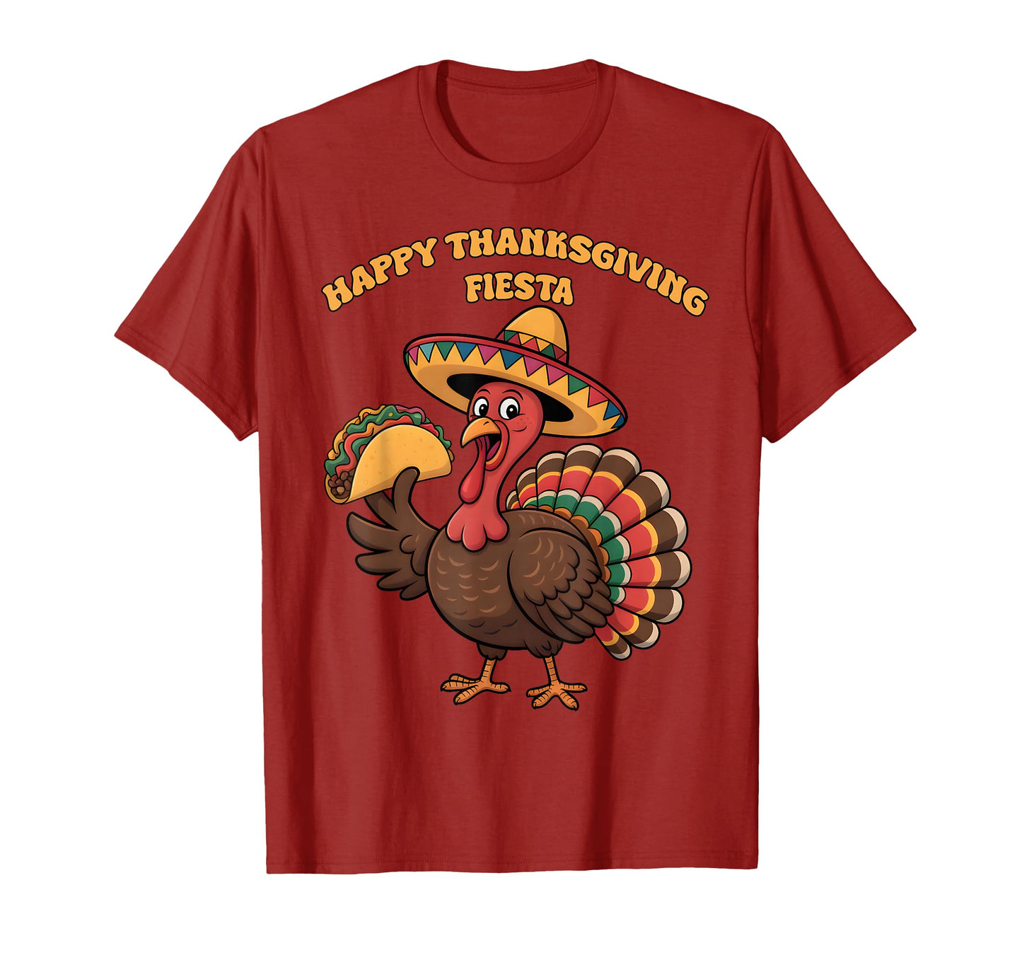 Happy Thanksgiving Fiesta Turkey with Taco Sombrero T-Shirt