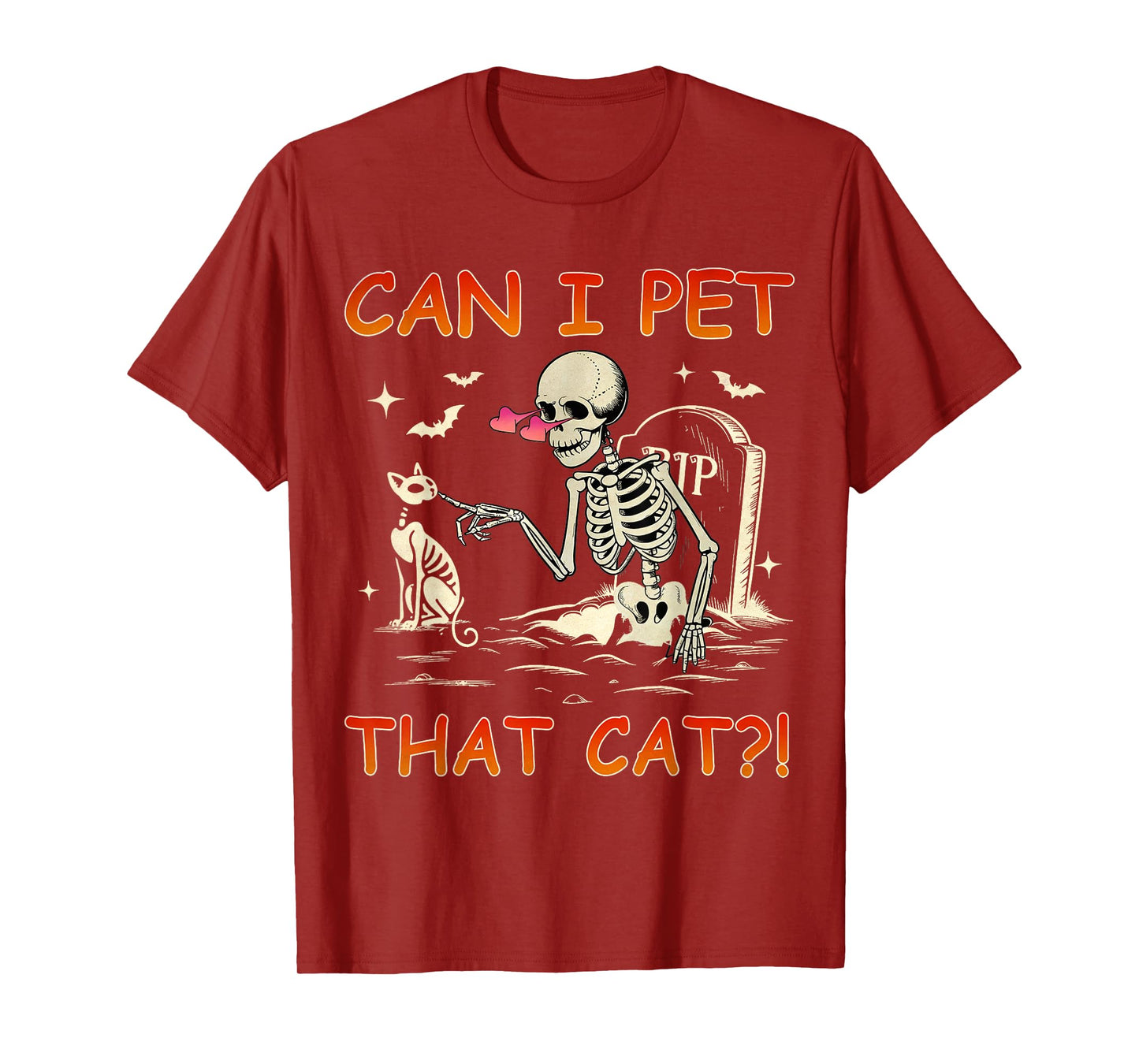 Can I Pet That Cat Funny Skeleton Cat Lover Halloween T-Shirt