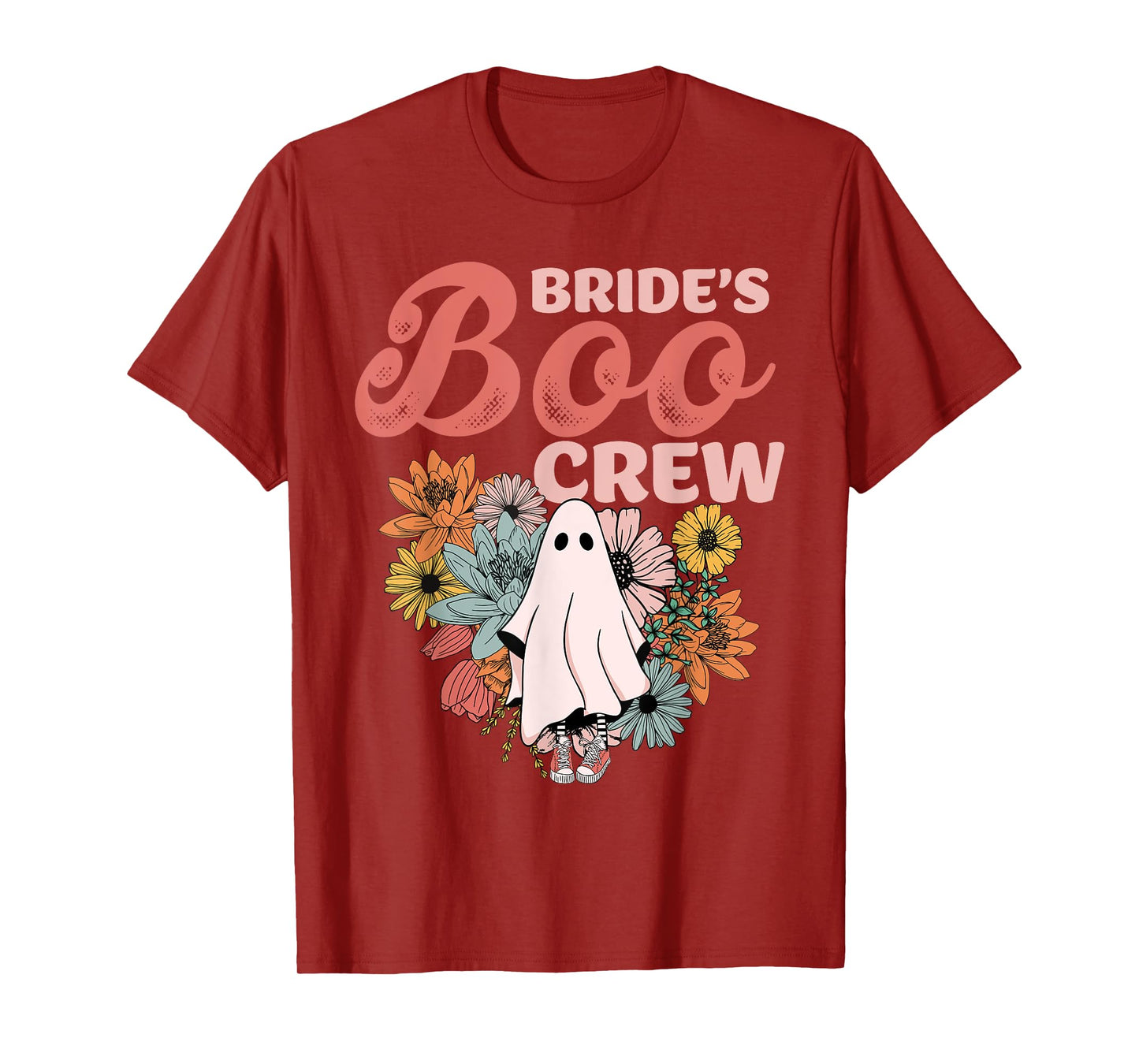 Bride's Boo Crew Floral Ghost Wedding Bachelorette Halloween T-Shirt