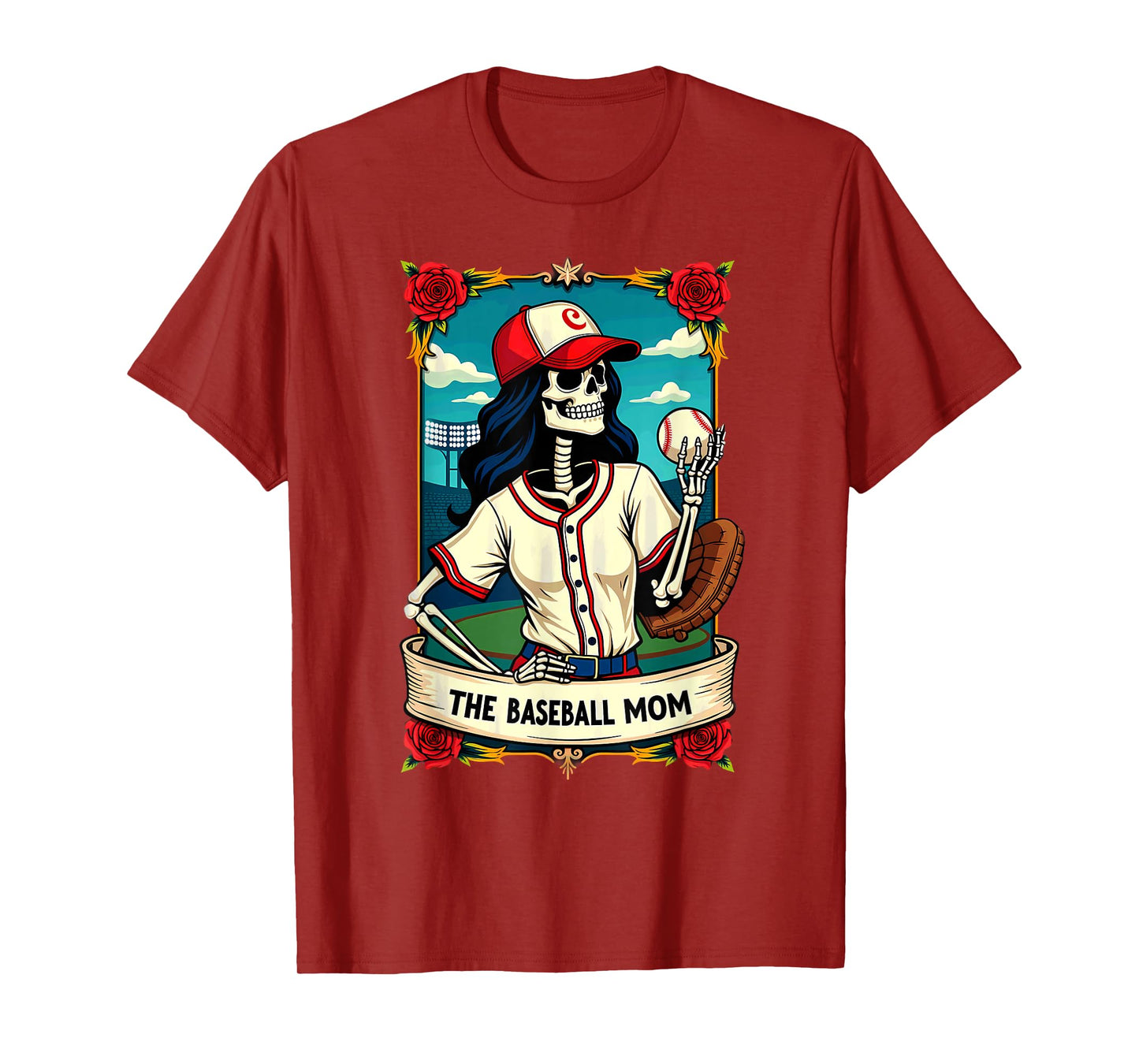 Gothic Tarot Card Baseball Mom Skeleton T-Shirt