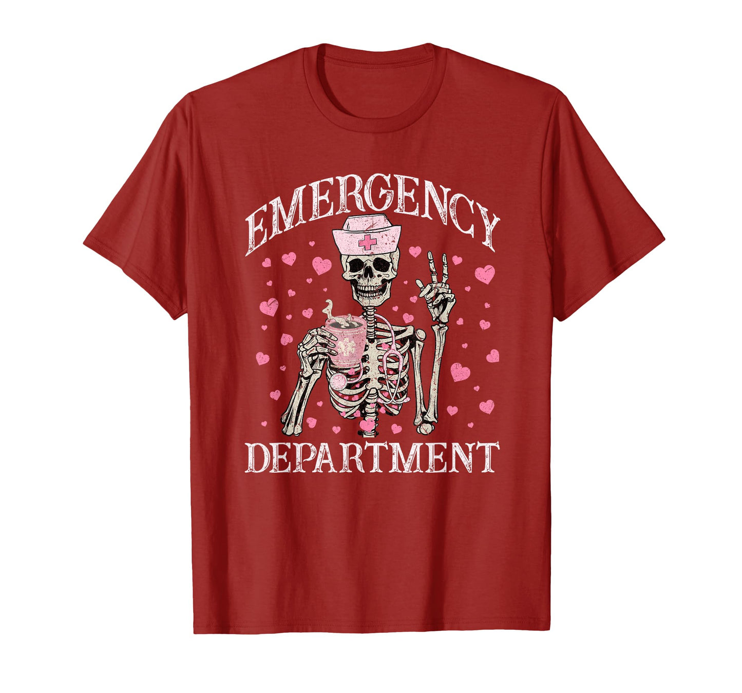 Valentine Er Nurse Emergency Department Room Skeleton Nurse T-Shirt