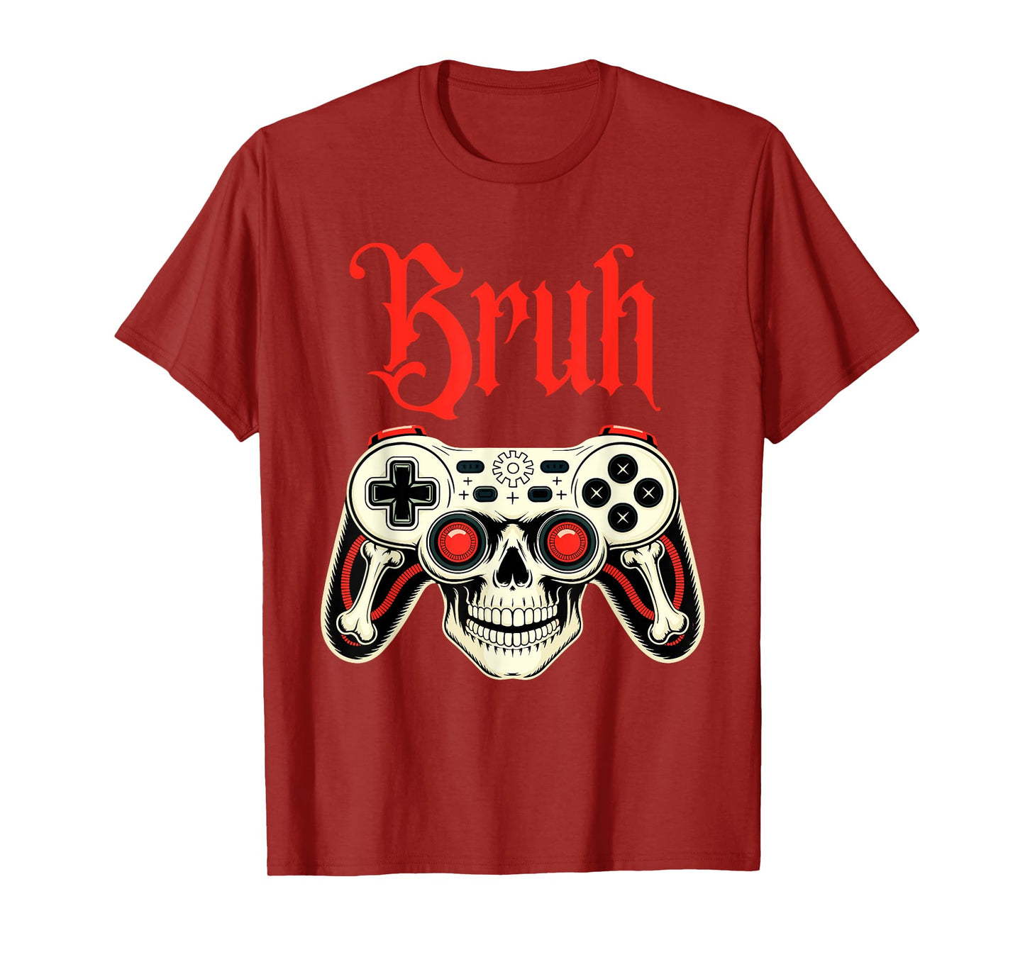 Bruh Skeleton Gamer Skull Halloween Funny Video Gaming T-Shirt