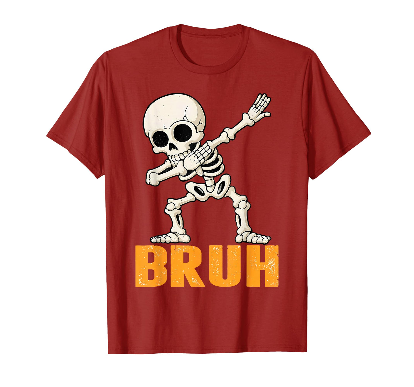 Bruh Dabbing Skeleton Funny Halloween Bro Boys Kids T-Shirt