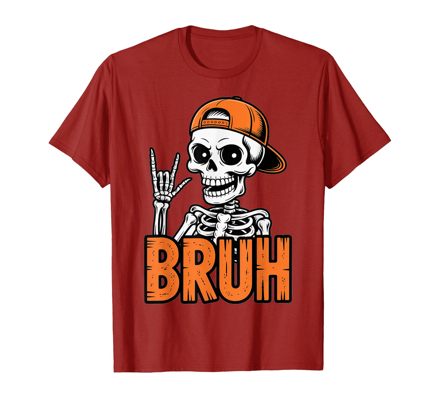 Bruh Punk Rock Skeleton Cool Rocker Halloween Men Boys Kids T-Shirt