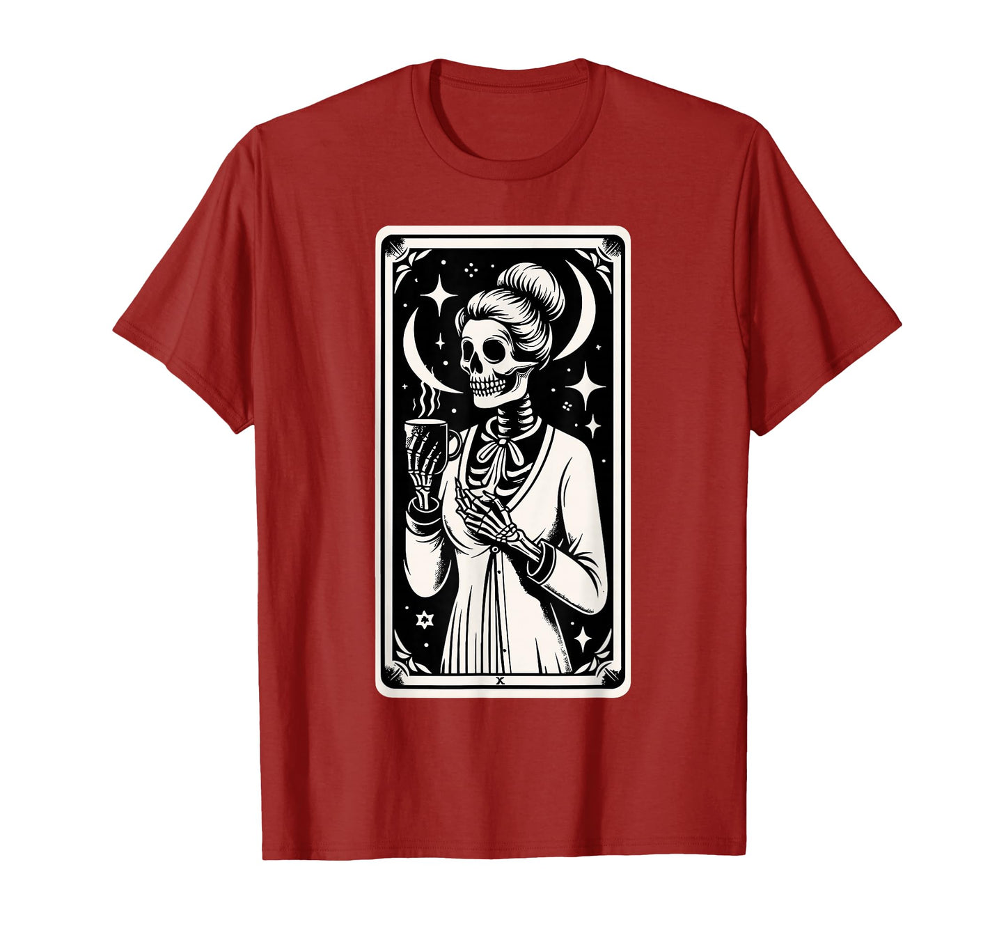 Skeleton Reader Tarot Gothic Coffee Academia Teacher T-Shirt