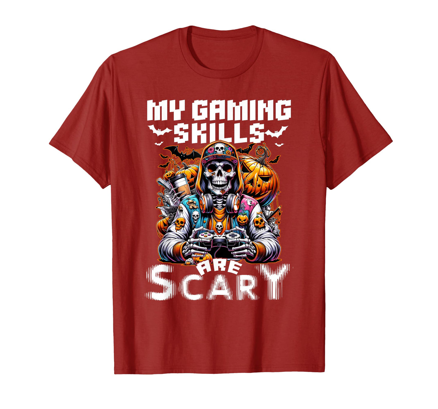 My Gaming Skills are Scary Halloween Gamer Boys Kids T-Shirt