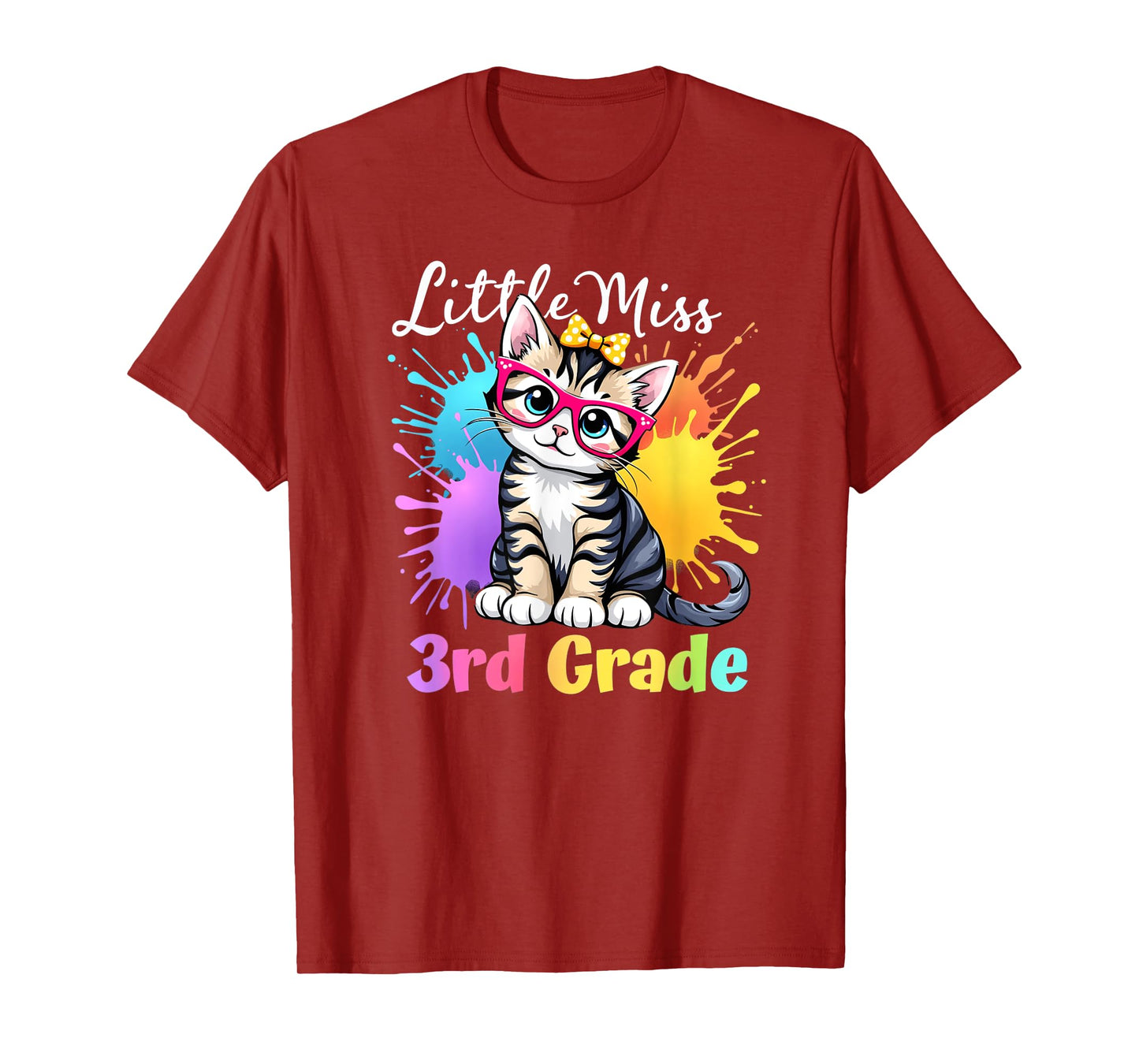 Womens Little Miss 3rd Grade Kitten Back To School Cat Girls T-Shirt